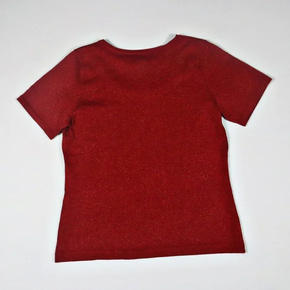 Jaclyn Smith NWT Red Metallic Beaded Top Stretch Size Small - Picture 6 of 8